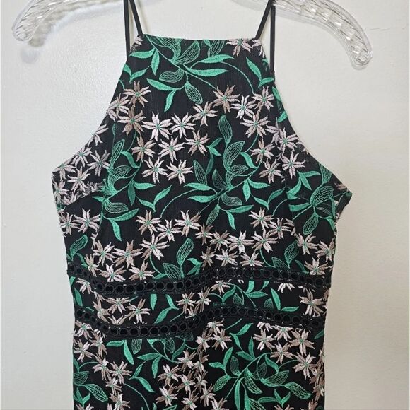 Sam Edelman Embroide Black Green Floral Lace Midi Holiday Cocktail Dress 6 - Picture 4 of 8